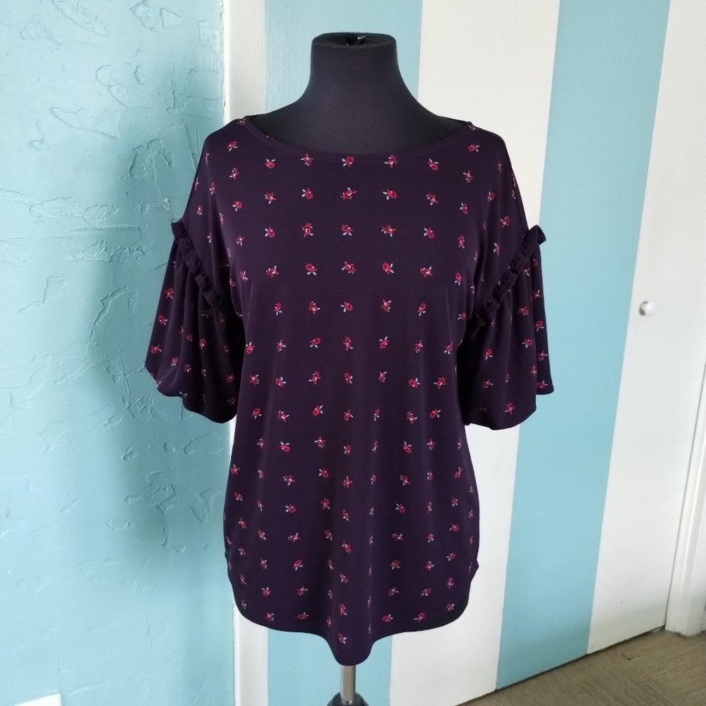 Ann Taylor Purple Floral Top - Picture 2 of 10